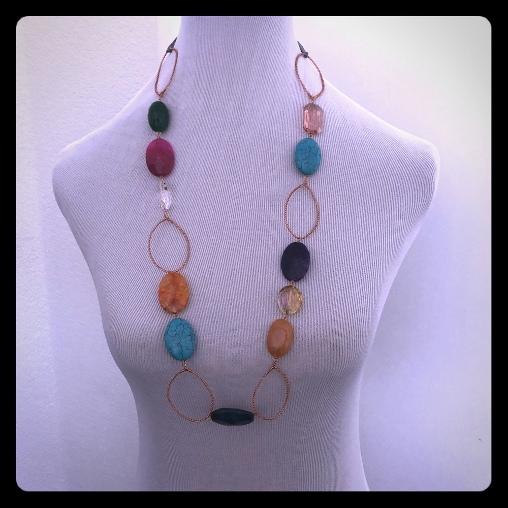 FASHION NECKLACE WITH STONES - NEW WITH TAGS